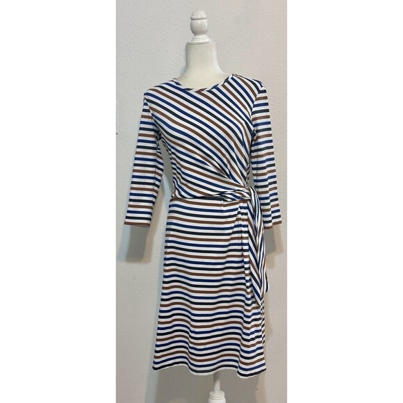 J. McLaughlin Size S  3/4 Sleeve Elora Bangle Multi Stripe Catalina Cloth Dress - Picture 2 of 13